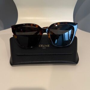 Celine Tortoise Cat-Eye Sunglasses with Dark Lenses